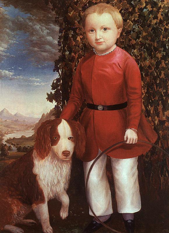 Joseph Whiting Stock Portrait of a Boy with a Dog Germany oil painting art